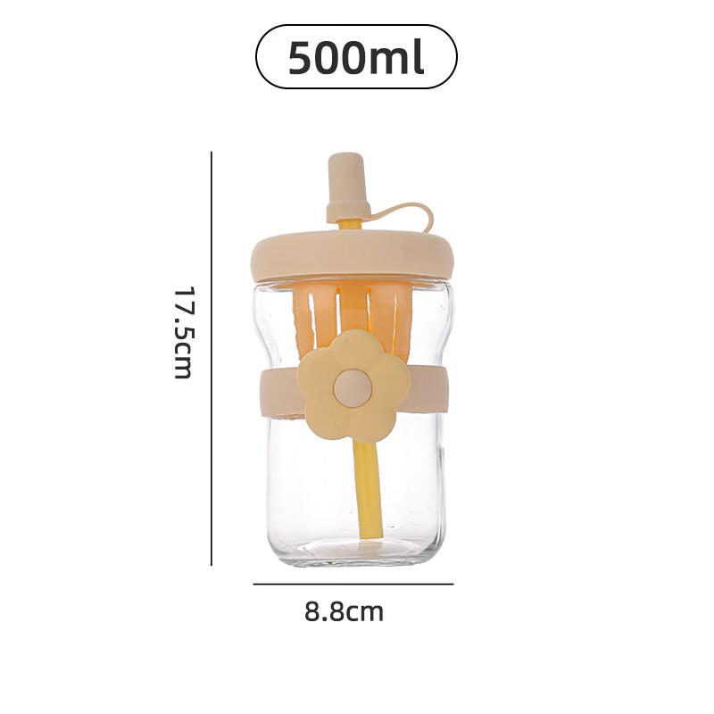 BOLIDOMI Glass Flower Tea Infuser Straw Drinking Cup