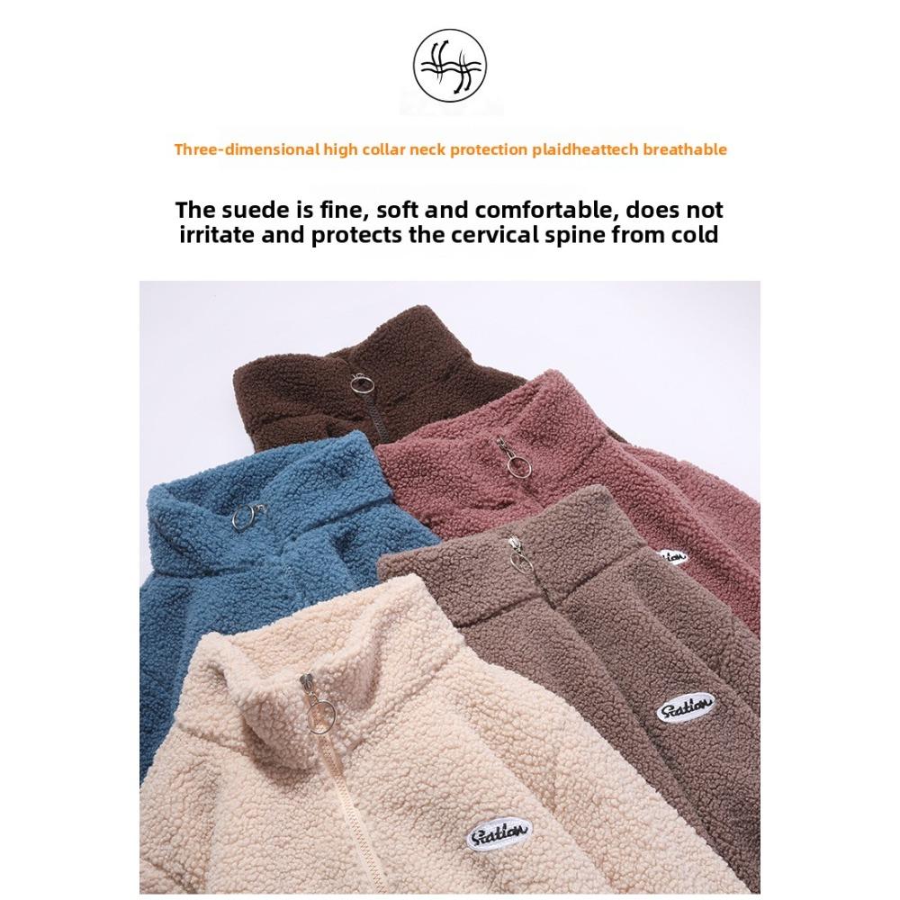 Autumn Winter Sherpa Fleece Warm Coat Women Sweatshirt Fleece Lined Thickened Fashion Fleece Top Jacket