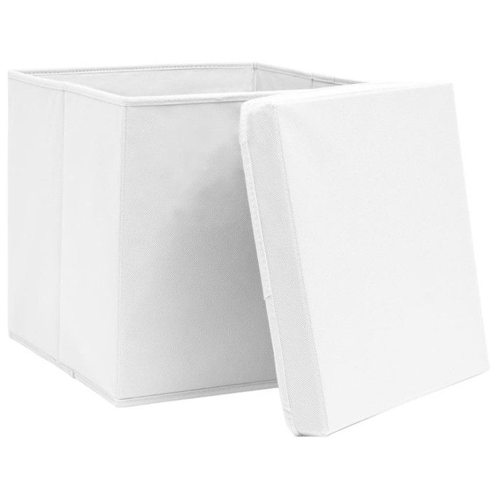 VidaXL Storage Boxes with Lid 10pcs White 32x32x32cm Fabric