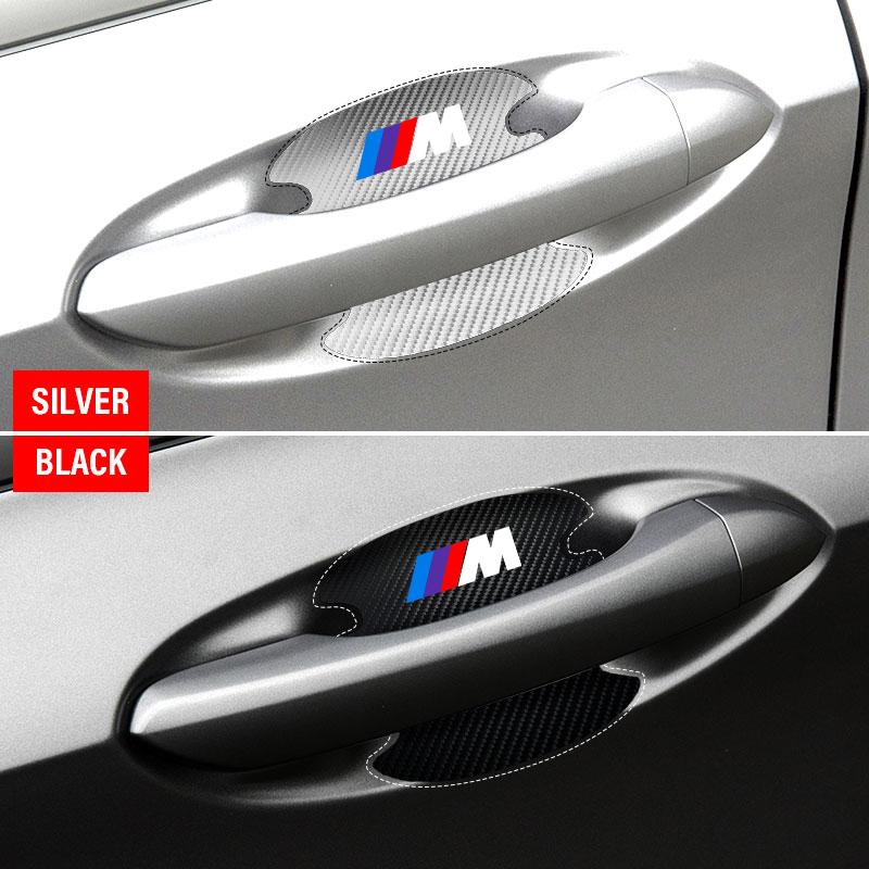 4PCS Car Door Handle Protection Sticker Emblem Car Decoration Styling For BMW M E34 E36 E60 E90 E46 E39 E70 F10 F20 F30 X5 X6 X1 M3 M5 M6 E71 F01 F02