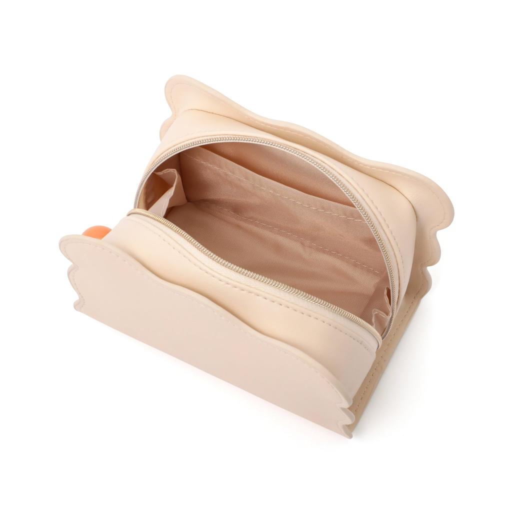 Francfranc Wave Shape Makeup Accessory Case Pouch, Small, Ivory, Pouch,