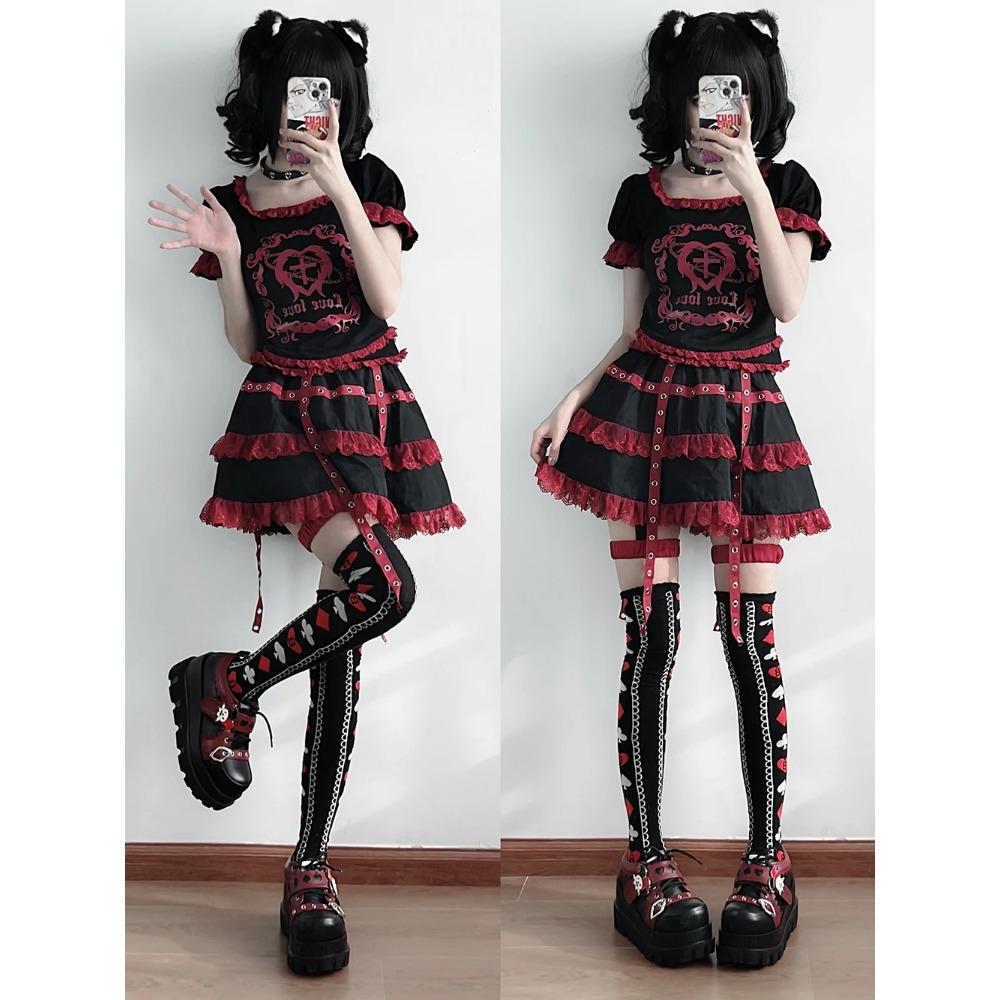 Street Style Dívky Lolita Gothic Platformové Boty, Dámské Poker Joker Klaun Dekorace Boty na Platformě Halloweenský Dárek