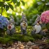 Pastorala Blomster Svamp Figurer Halloween Trädgårdstomte Figur, Vintage Alv Dvärg Staty Inomhus Balkong Dekorationer för Uteplats Gård, Vattentät
