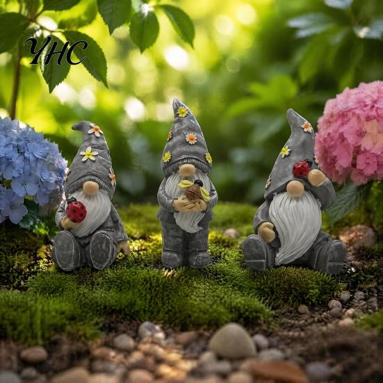Pastorala Blomster Svamp Figurer Halloween Trädgårdstomte Figur, Vintage Alv Dvärg Staty Inomhus Balkong Dekorationer för Uteplats Gård, Vattentät