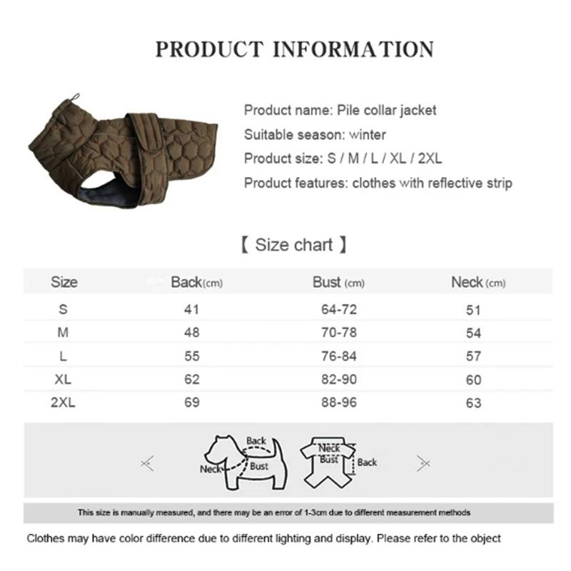 Warm Dog Clothes Turtleneck Winter Whippet Greyhound Parka Clothing Thick Reflective Snowsuit Coat Pet Jacket for Large Breed