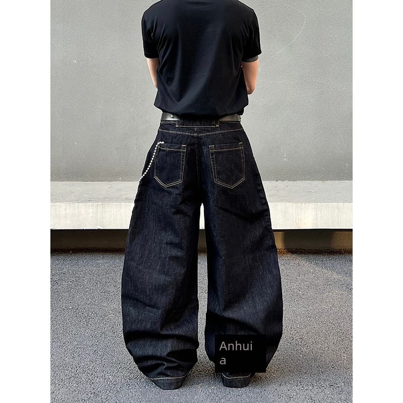 Blaexit American-Style Original Denim Jeans for Men, Vintage Straight-Leg Loose Wide-Leg Baggy Pants
