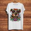 Pitbull DogCalavera Sugar SkullDia De MuertosFunny T Shirt UnisexShort Sleeve Oneck Casual TshirtUnisex Streetware Tee