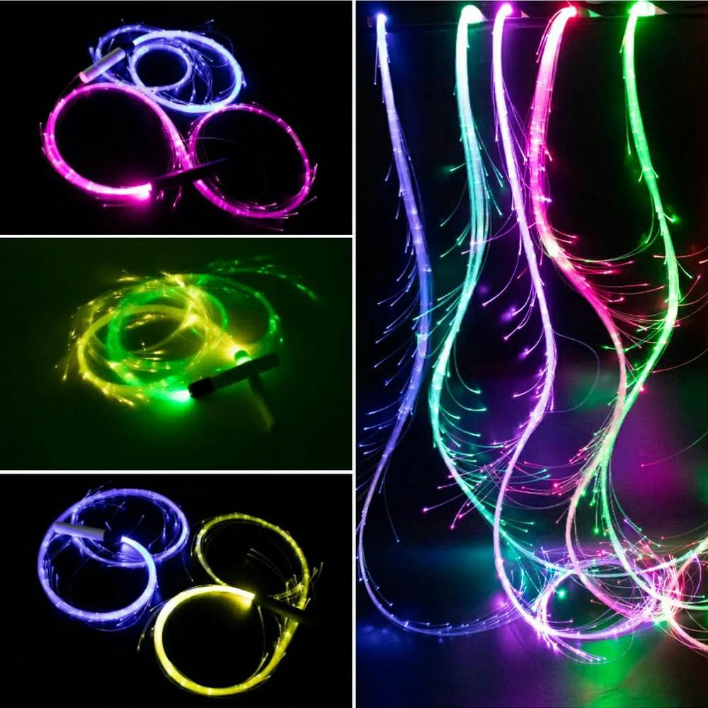 7 Colors 4 Modes 360 Degree Swivel Light Up LED Fiber Optic Whip for Rave Party Music Festival ( No Battery )