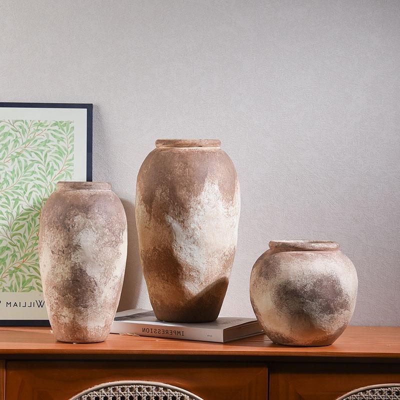Keramikvase Retro Tonkrug Grobkeramik Blumenvase Keramikhandwerk Blumentopf Heimdeko Zubehör