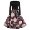 Women's Casual Fashion Round Neck Christmas Printed Vintage Dress