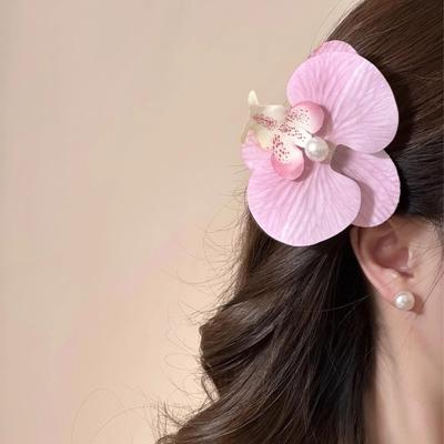 Yousheng Artificial Moth Orchids Hair Clip Bohemia Hawaiian Faux Pearl Simulated Flower Duckbilled Clamp Hairpin Hair Barrette Women Hair Accessories
