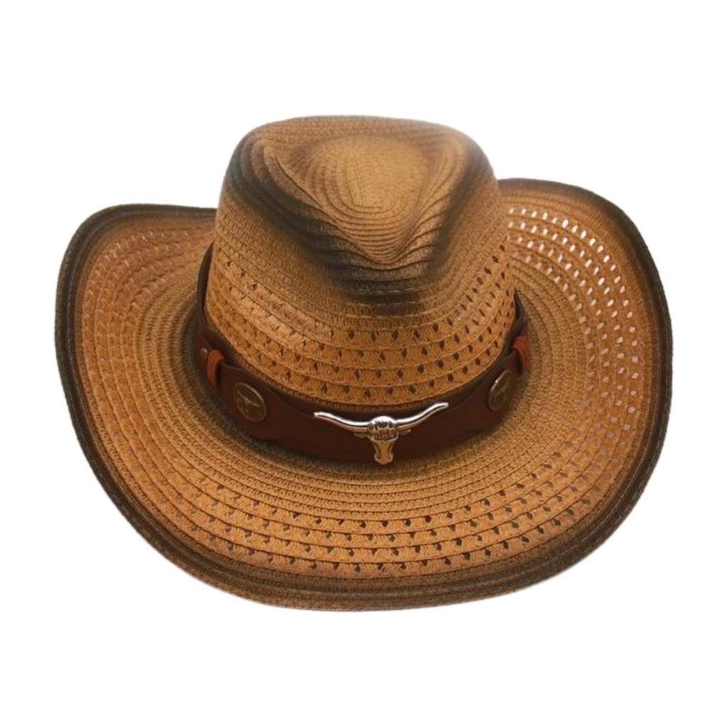 Spring And Summer Beach Windproof Sunscreen Straw Hat Men And Women Ethnic Style Western Cowboy Straw Hat