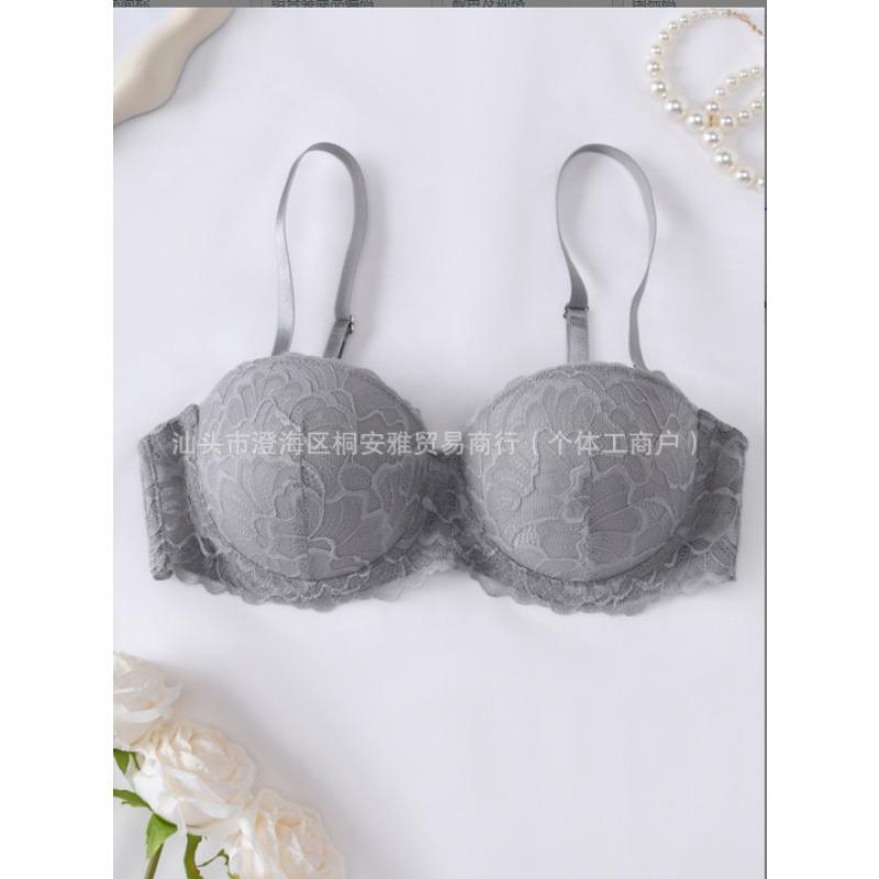 Women's Lace Push Up Strapless Convertible Adjustable Strap Underwire Balconette Sexy Push Up Bralette for Wedding Dress