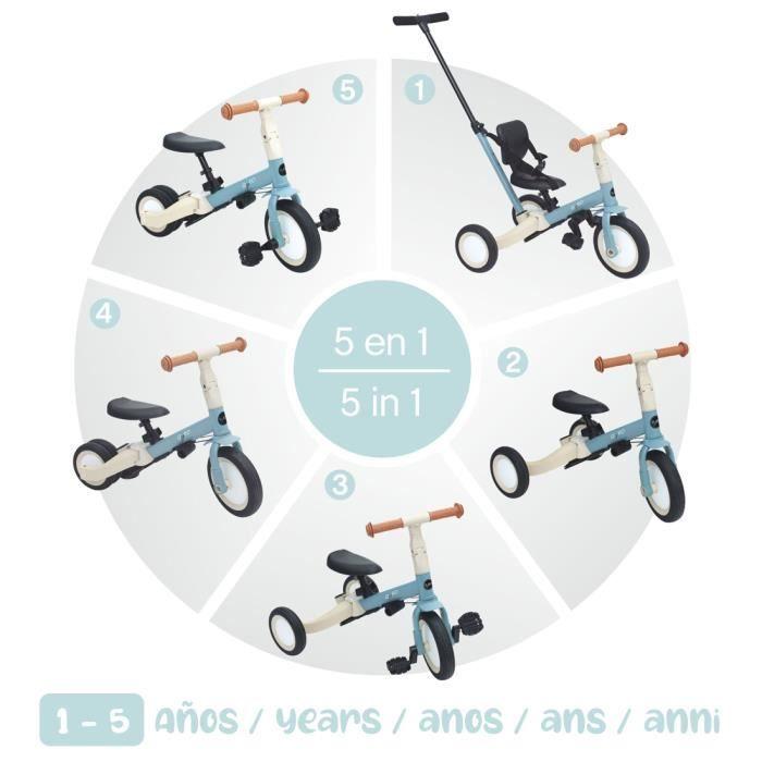 5-in-1 Convertible Tricycle for Children Gyro Olmitos from 1 To 5 Years Adaptable and Modular with or Without Pedals