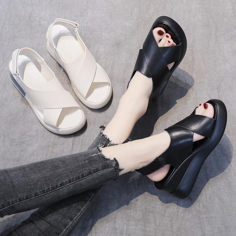 New summer women's shoes wedge heel platform single shoes women's high-heeled sandals women's