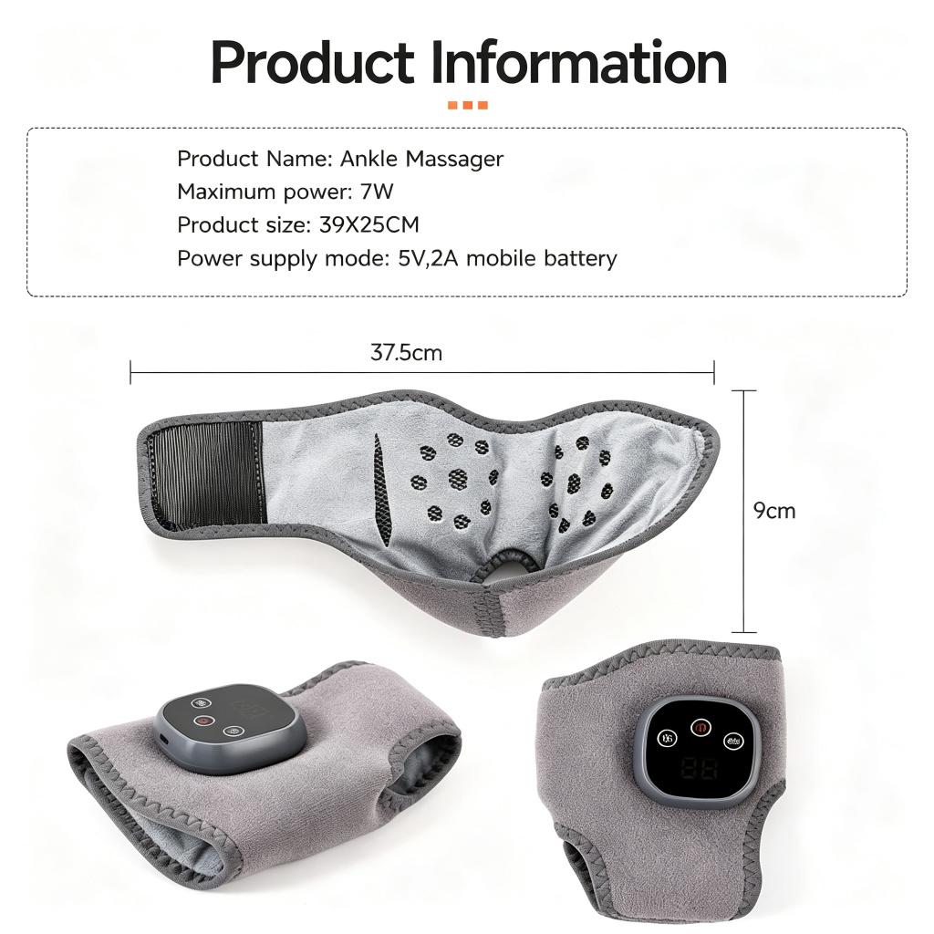 Electric Heat And Vibration Ankle Wrist Massager Hot Compress Therapy Ankle Massage Heated Wrap Support Brace Foot Protector