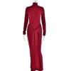 Women's Turtleneck Long Sleeve Maxi Dress Slim High Waist Sexy Solid Tie Front Fall Dress