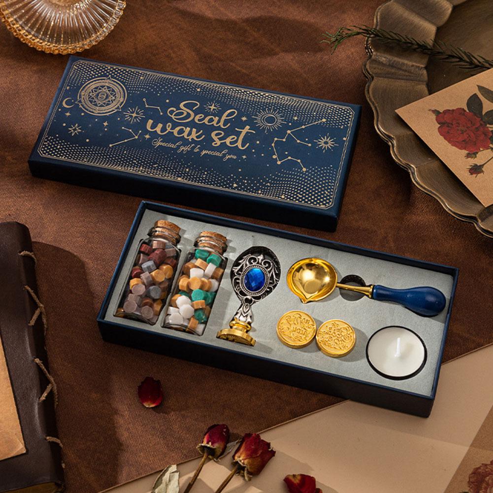Wax Seal Kit with Wax Seal Beads Retro Vintage Sealing Wax Stamp for Gift and Decoration
