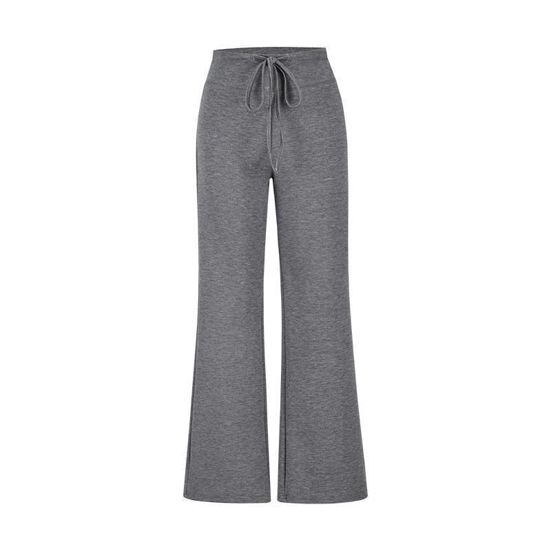 

White High-Waist Wide-Leg Drawstring Sports Pants S (80-95 jin)
