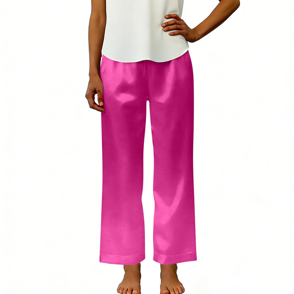 Modische Damen-Freizeithose mit elastischem Bund, Taschen und geradem Bein