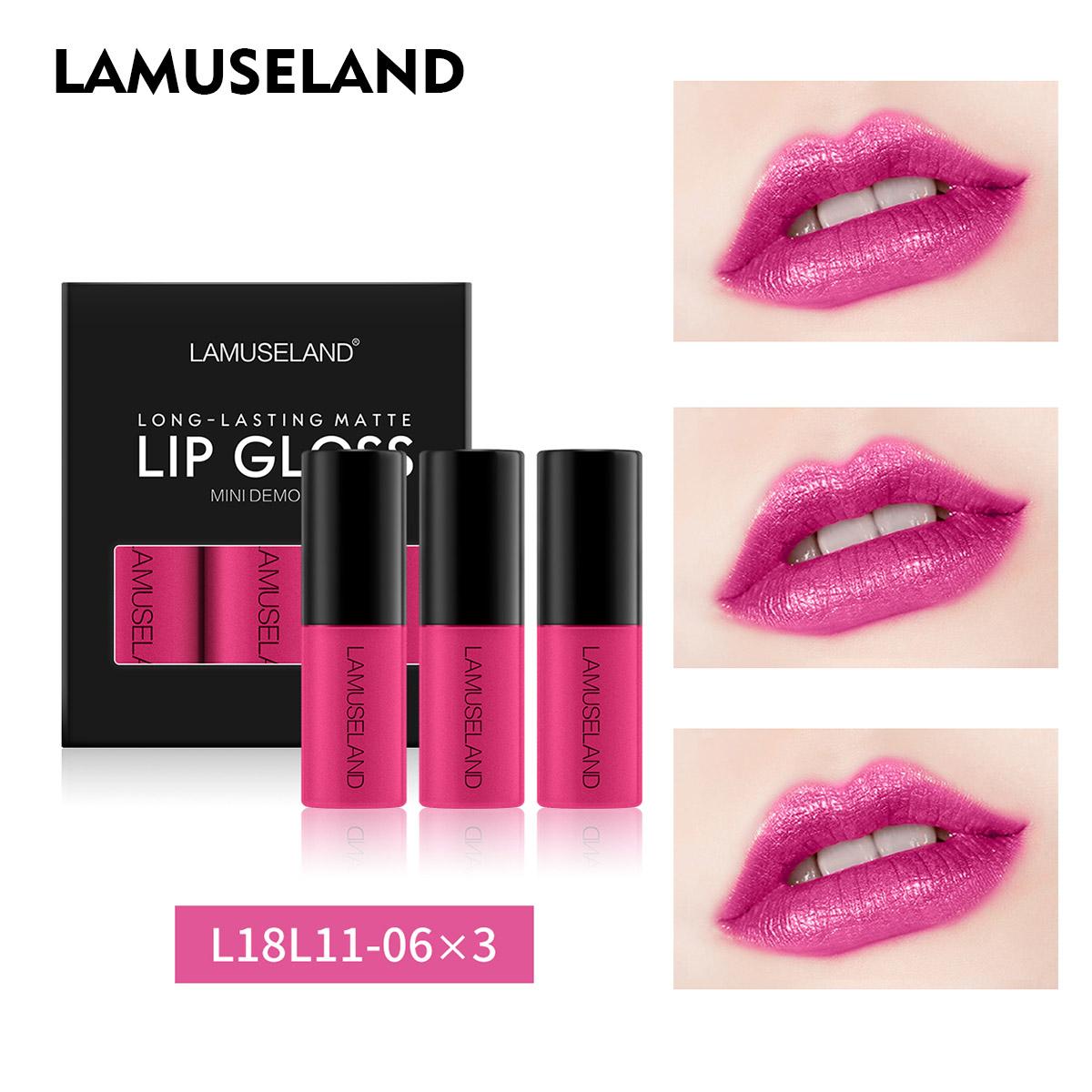 

LAMUSELAND 3 шт./компл. милая мини-водостойкая долговечная жидкая помада матовый блеск для губ 3,5 г x 3
