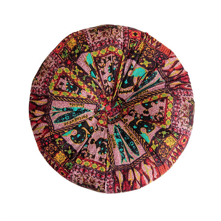 Bohemian Round Pouf Cushion - Pumpkin Shape for Sofa, Backrest, or Meditation.