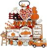 23 Piece Layered Tray Decoration Set Thanksgiving Pumpkin Maple Leaf Truck Decoration