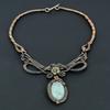 Aquamarine Handmade Gemstone Necklace, 999 Copper Wire Wrapped Necklace Antique Jewelry, For Engagement Gift