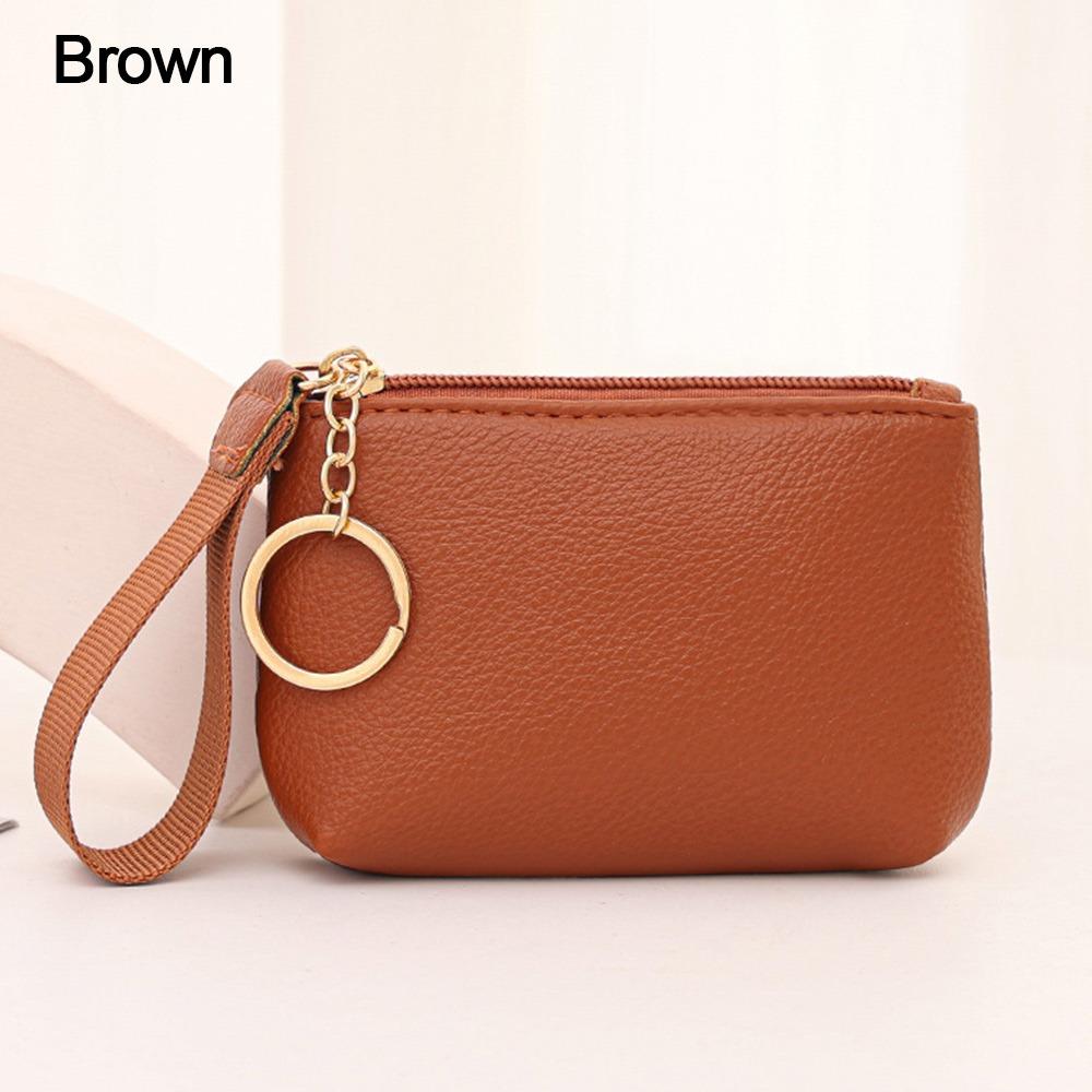 New Multifunctional Wallet Zipper Solid Color Clutch Bags PU Leather Coin Bag