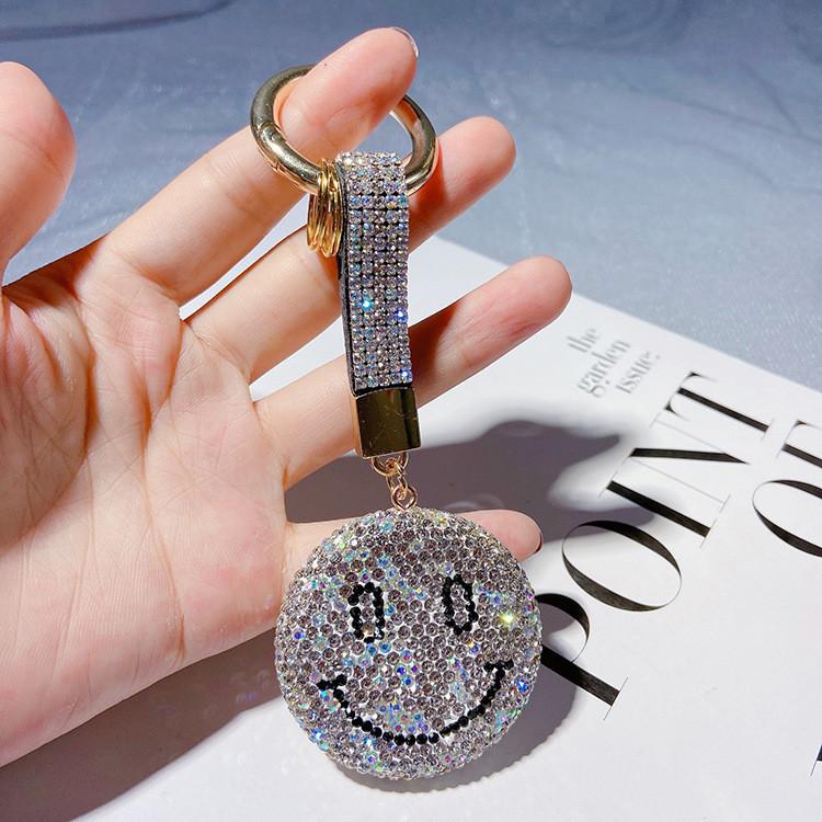 

Diamond Happy Cute Face Keychain Clay Sticker Crystal Car Bag Pendant Accessory StyleA