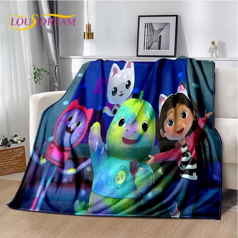 Cartoon Cute Gabbys Dollhouse Girl Soft Flannel Blanket for Bed Bedroom Sofa Picnic,Throw Blanket Children Outdoors Leisure Gift