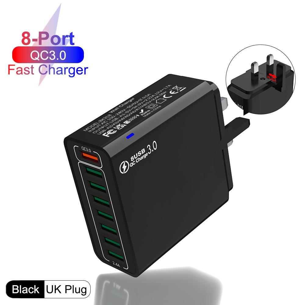 30W QC3.0 8-Port Multi-USB Fast Charger - High Power, Colorful Options, US/EU/Korean Compatibility