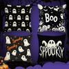1pcs Classic Halloween Ghost Print Pillow Cover Scary Pumpkin Bat Pattern Decorative Cushion Case for Home Sofa Decoration