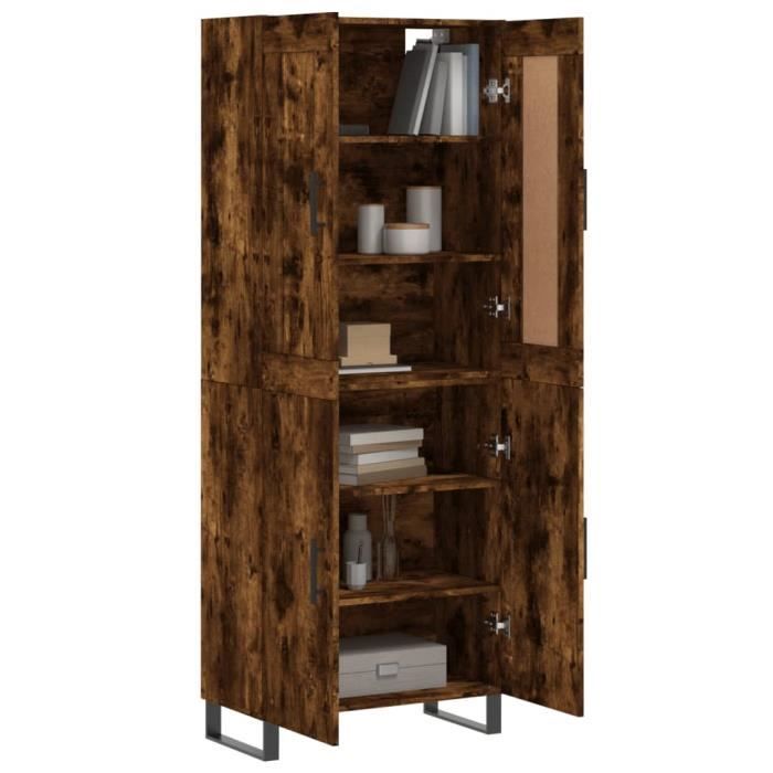 VidaXL Buffet haut Chêne fumé 69,5x34x180 cm Bois d'ingénierie 3199582