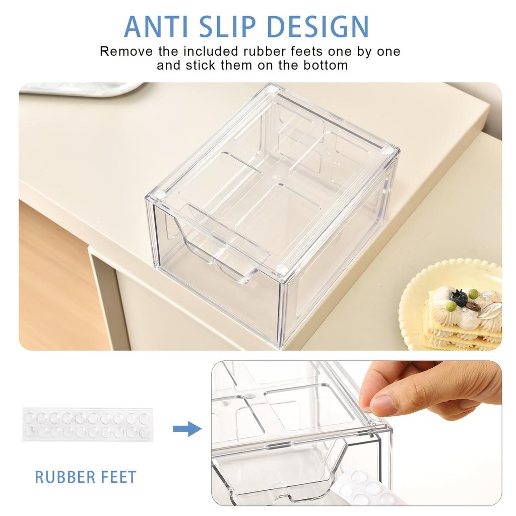 2 st Skrivbordsorganisatör Stapelbar Genomskinlig Lådor Organizer Badrumsförvaring Sminkorganisatör Akryl Förvaringslåda Pappersvaruorganisatör