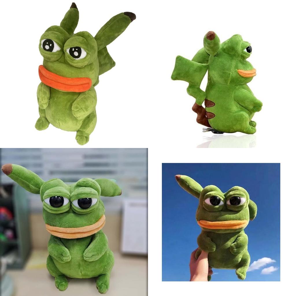 Cute Pokemon Pikachu Pepe The Frog Sad Kawaii Plush Dolls Stuffed Animal Decorations