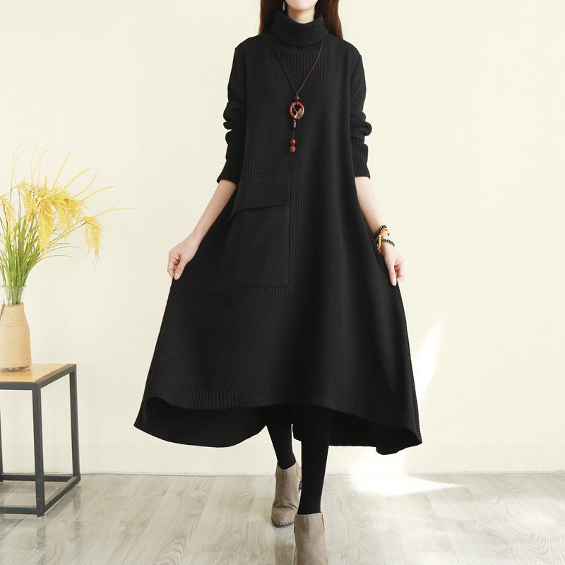 2026 Artistic High Neck Irregular Thickened Long Dress for Women
