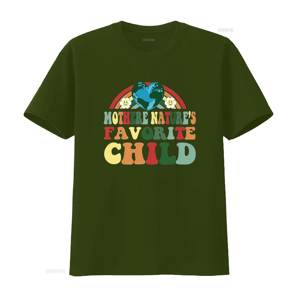 Mother Nature S Favorite Child Funny Earth Day T Shirt Black Vintage Washed Fashion Stretched Designer Clothes Slightly Soft