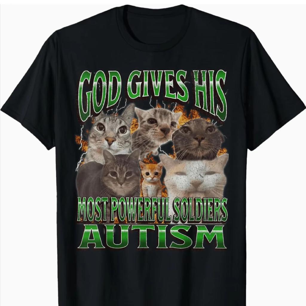 God Gave Him The Strongest Warrior Autism Cat Pattern Tshirt Fun Autism Awareness Promotional Tshirt Unisex Unisex Clothing Y2k