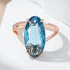 Große ovale blaue Zirkonia-Ringe für Damen, meerblau, Persönlichkeits-Accessoires, Party, Alltag, Kostümschmuck
