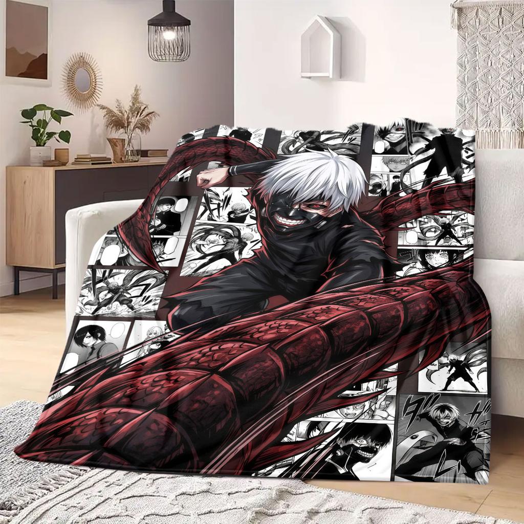 Tokyo Ghoul Awesome Print Flannel Blanket, Cartoon Style for Bedroom Decor, Soft Bedding for Chairs, Portable Travel_LIAN