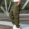 Männer Casual Cargo Hosen Elastischer Bund Kordelzug Multi Taschen Hip Hop Hosen Gerade Breite Bein Lange Hosen