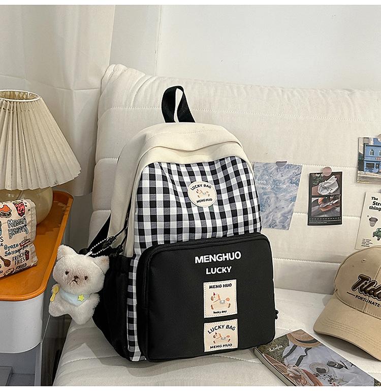 Schoolbag Japanese 1011 new high-value ins sweet plaid backpack middle school student schoolbag lightweight large-capacity backpack