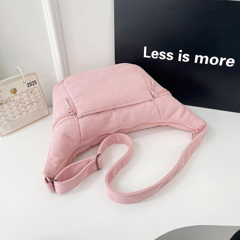 Hobo Bag Women's Large Capacity Shoulder Bag Commuter Corduroy Bag Student Class Crossbody Bag