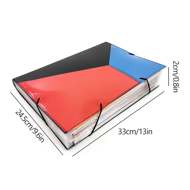 13 Compartments Multi-layer Office A4 Extension File Manager Plastic Durable Student Examination Paper Classification Folder