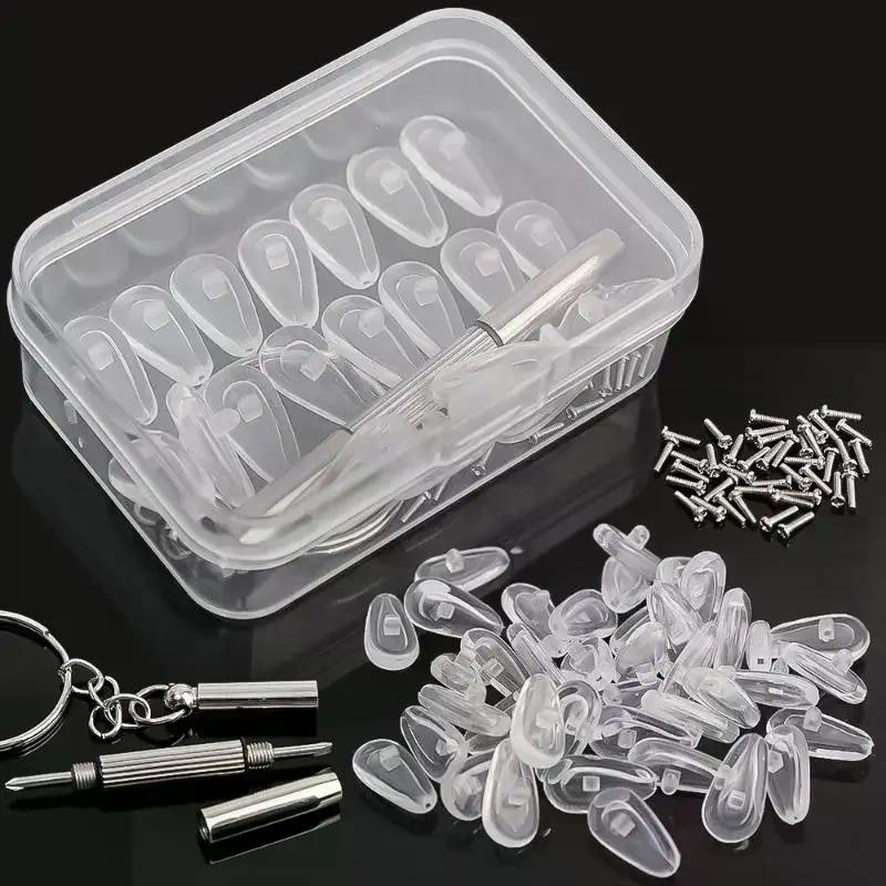 Eyeglasses Nose Pads With Screwdriver DIY Soft Silicone Air Chamber Glasses Replacement Repair Tools Anti-slip Nose Pad Screw
