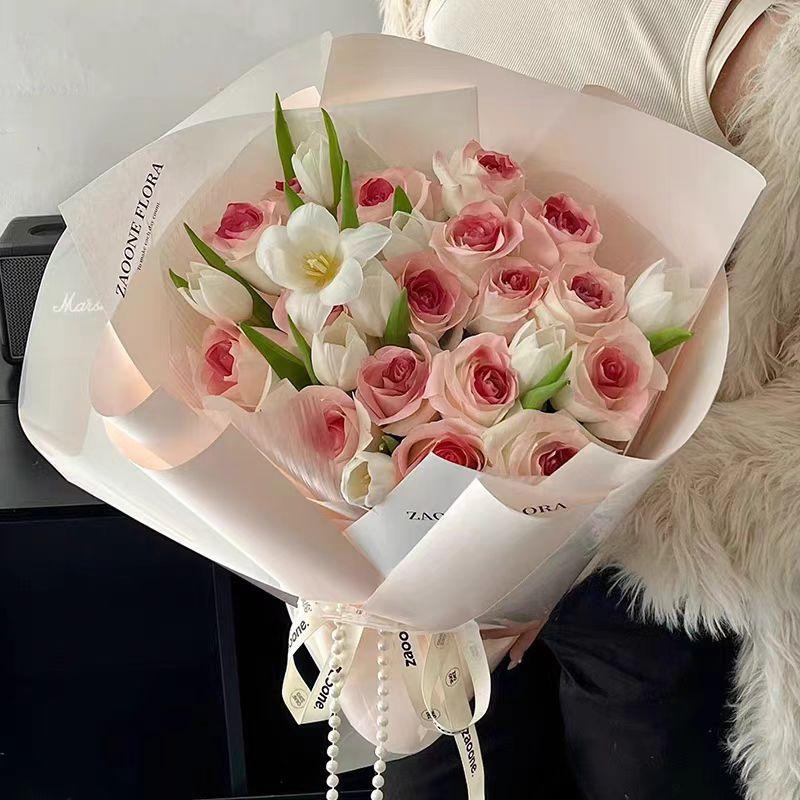 20 Pcs Two-Sided Colored Flower Wrappers Waterproof Bouquet Packaging 58cm DIY Gift Wrapping Paper Flower Decoration