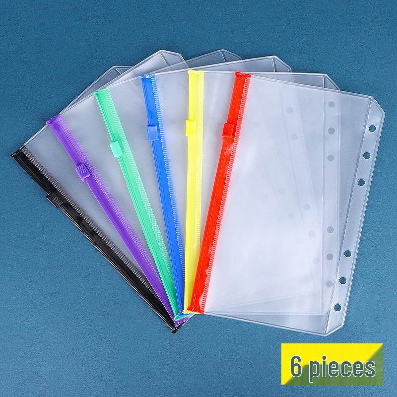 A5/A6 Multi-spec Transparent 6-Hole Zipper Loose-Leaf Notebook & Ticket Planner PVC Storage Bag
