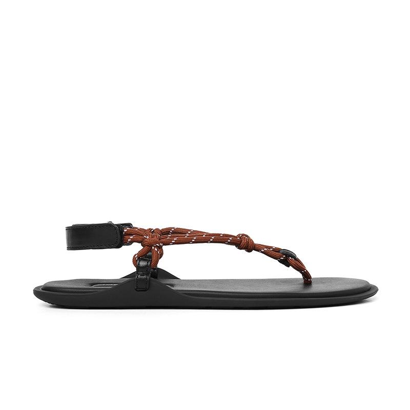 

Sheepskin version~ Su Yinyin s same miu catwalk leather knot toe Velcro flat flip-flop sandals women 35