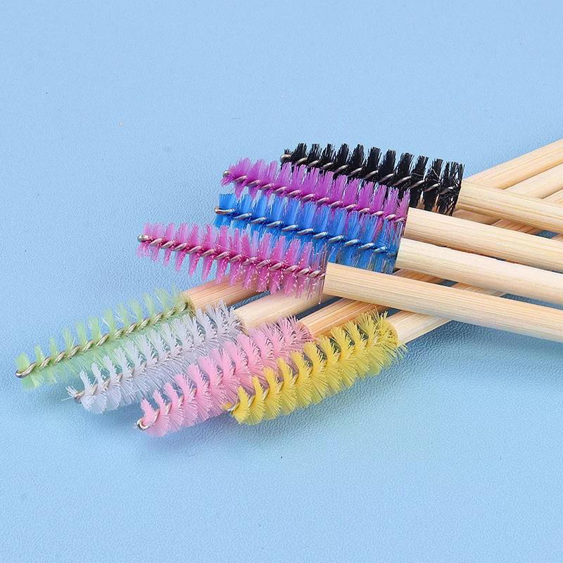 50 stk. Bambushåndtag Vippebørste Makeupbørste Vippeforlængelse Mascara-pinde Applikatorer Øjenvippebukker Kam Makeupværktøj